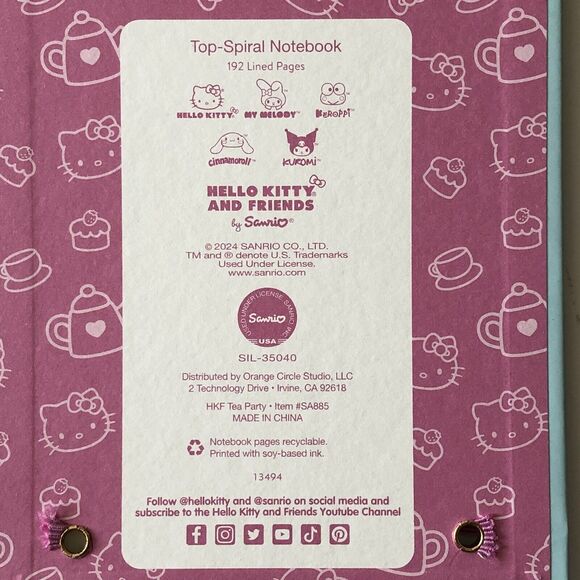 Hello Kitty and Friends In Teacups Top Spiral Notebook 192 Lined Pages New - Picture 4 of 11